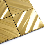 Blujellyfish Gold 3D Wall Panels Metallic Chevron Backsplash Tile Decorative Wall Tile【Pack of 5 Sheets】