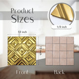 Blujellyfish Gold 3D Wall Panels Metallic Chevron Backsplash Tile Decorative Wall Tile【Pack of 5 Sheets】