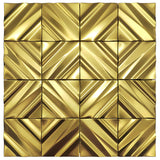 Blujellyfish Gold 3D Wall Panels Metallic Chevron Backsplash Tile Decorative Wall Tile【Pack of 5 Sheets】