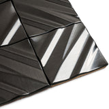 Blujellyfish Black 3D Wall Panels Metallic Chevron Backsplash Tile Decorative Wall Tile【Pack of 5 Sheets】