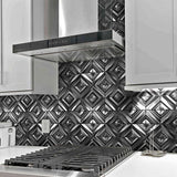 Blujellyfish Black 3D Wall Panels Metallic Chevron Backsplash Tile Decorative Wall Tile【Pack of 5 Sheets】