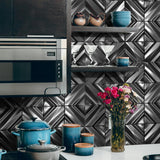 Blujellyfish Black 3D Wall Panels Metallic Chevron Backsplash Tile Decorative Wall Tile【Pack of 5 Sheets】