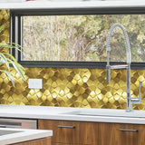 Blujellyfish Gold 3D Wall Panels Metallic Long Hexagon Backsplash Tile【Pack of 5 Sheets】