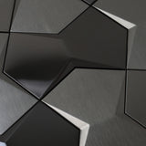 Blujellyfish Black 3D Wall Panels Metallic Long Hexagon Backsplash Tile【Pack of 5 Sheets】