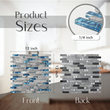 Gray Marble Tile for Kitchen Backsplash Teal Blue Interlocking Glass Mosaic Bathroom Shower Wall Backsplash【Pack of 5 Sheets】