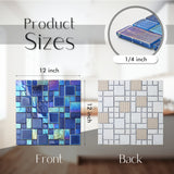 Blue Glass Mosaic Tile French Pattern Square Iridescent Starry Sky design Backsplash Tile for Swimming Pool Kitchen Bathroom Walls【Pack of 5 Sheets】
