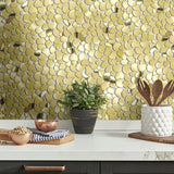 Golden Metal Pebble Mosaic Tiles,Stainless Steel Backsplash Tile,Gold Wall Tiles for Kitchen Bathroom Shower Backsplash【Pack of 5 Sheets】