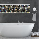 Wall Backsplash Tile Black Glass Silver Metal Iridescent Vibrant Colors for Kitchen Bathroom Shower Accents Walls【Pack of 5 Sheets】