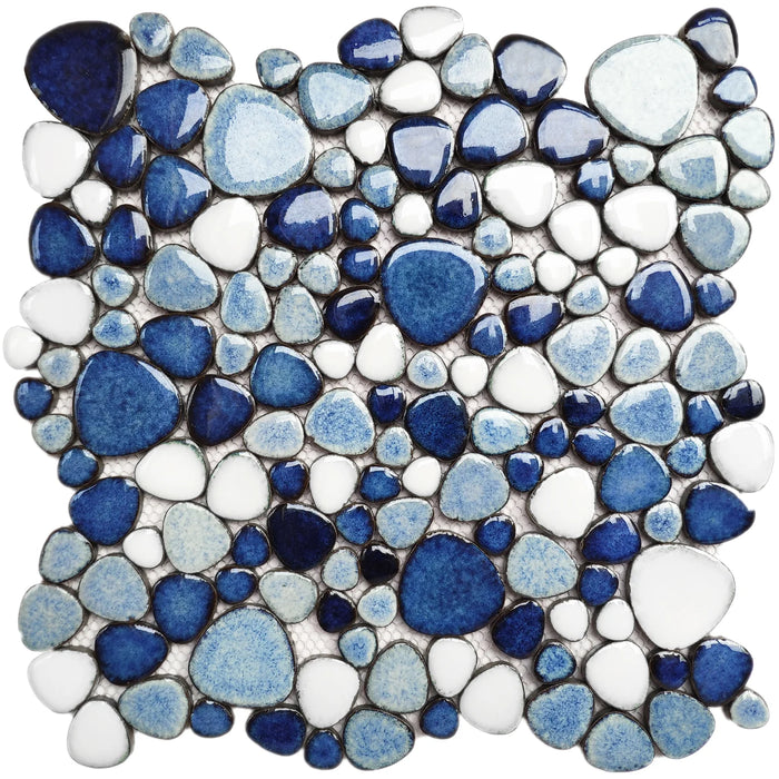 Stone Pebbles Mosaic for Bathroom Shower Floor Blue PEBBLE-A1