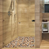 Yellowstone Matte Ceramic Pebbles Tile for Shower Floor Bathroom Backsplash Mosaic Art Tile【Pack of 5 Sheets】