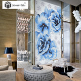 TST Mosaic Collages Big Blue Flowers Puzzle Patterns Customized Floral Crystal Glass Tiles