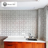 TST Mosaic Collages Art Wall Deco Backsplash Silver Rectangular Patterns Tiles