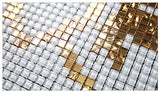 TST Mosaic Collages Golden Auspicious Clouds Curve Wall Backsplash Crystal Glass Mirror Tiles