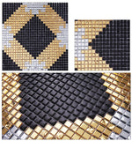 TST Mosaic Collages Crystal Glass Parquet Black Goleden Silver Diamond Customized Art Mosaic