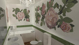 TST Mosaic Collages Classic Peony Flowers Crystal Glass Interior Design Wall Backsplash Black White