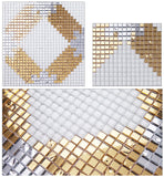 TST Mosaic Collages Goleden Silver Diamond Crystal Glass Parquet Mosaic Tiles Wall Deco