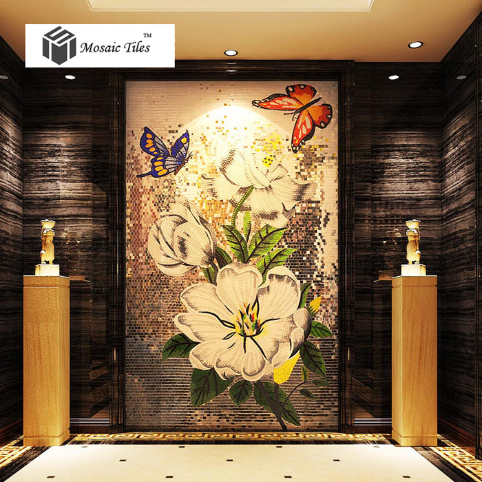 Tiger Design Mosaic Marble Stone Art Home Decor