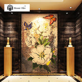 TST Mosaic Mural Flowers Butterflies Elegant Home Hotel Wall Deco Art Mosaic TSTBSM010