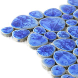 Blujellyfish Pebbles Tile Ceramic Azure Blue Mosaic Tiles for Swimming Pools Bath Accent Wall Backsplash Shower Floor Tile TSTGPT003 (5 Square Feet)