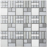 Blujellyfish Glass Metallic Mosaic Tiles Silver Kitchen Backsplash Bathroom Shower Accent Wall Decor【Pack of 5 Sheets】