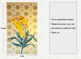 TST Mosaic Mural Yellow Hibiscus Flower Fireplace Livingroom Wall Deco Jade Glass Picture