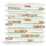 Blujellyfish Jasper Glass Tile Real Seashell Inside Interlocking Wall Backsplash Mosaic Tile TSTMGT084