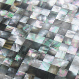 TST Black Lip Mother Of Pearl Tile Black Silver Green Squared 4/5'' Chips Deapwater Seashell Pad Tile