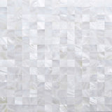 TST Mother Of Pearl Tiles White Squared 4/5'' Chips 2 mm Thick Mesh Mounted