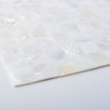 TST Mother Of Pearl Tiles White Squared 4/5'' Chips 2 mm Thick Mesh Mounted