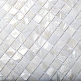 TST Mother Of Pearl Tiles White Squared 4/5'' Chips Natural Iridescent Finish Shell Tiles