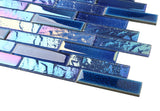 Blue Glass Tile Iridescent Starry Sky design Backsplash Tile for Swimming Pool Kitchen Bathroom Walls【Pack of 5 Sheets】