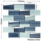 Hand Painted 2x4 Blue Glass Tile Subway Beveled Mirror Design Mosaic Tiles for Wall Backspalsh TSTNB20