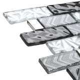 Glass 3D Tiles for Kitchen Bathroom Wall Backsplash Brown Silver Luxury Textured Art Mosaic Interlocking Glass Bricks Accent Tile【Pack of 5 Sheets】