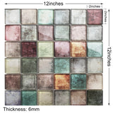 Antique 2'' x 2'' Glass Squared Tile Glazed Red Grey Grid Mosaic Wall Backsplash Tile【Pack of 5 Sheets】