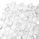 Parrotile Hexagon Tile Carrara White Glass Mosaic for Wall Backsplash PT33