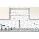 Hexagon Tile Carrara White Glass Mosaic for Wall Backsplash【Pack of 5 Sheets】