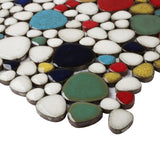 Parrotile Lovebird Red White Colorful Pebbles Shower Floor Accent Tile Box 5 Sheets PT85