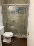 Porcelain Pebbles Tile Art Mosaics Glazed Blue Ceramic Tiles for Bathroom Shower Floor【Pack of 5 Sheets】