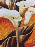 TST Mosaic Mural White Calla Lily Flower Parquet New Design Wall Deco