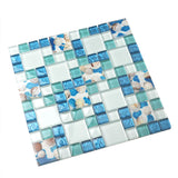 Blujellyfish Glass Conch Tiles Beach Style Sea Blue Glass Tile Glass Mosaics Wall Art Kitchen Backsplash Bathroom Design TSTGT370