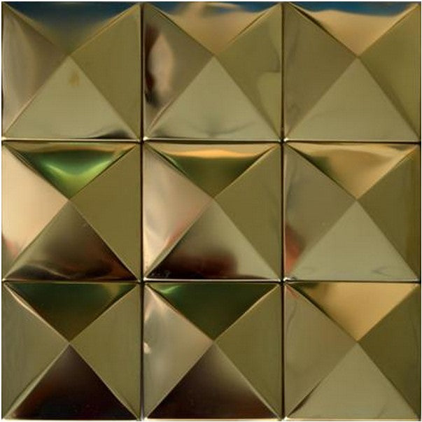 TST Pyramid Metal Tiles Golden Glossy Mosaic Home Hotel Decor Art