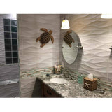 Blujellyfish Jasper Glass Tile Real Seashell Inside Interlocking Wall Backsplash Mosaic Tile TSTMGT084