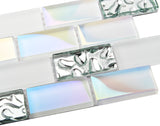TST Super White Iridescent Subway Brick Glass Mosaic Tile  TSTNB04 Sample 4 x 6 inches