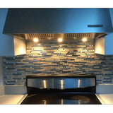 Kitchen Backsplash Bathroom Wall Decor Beach Style Tile Real Seashell Blue Cream White Brushed Steel【Pack of 5 Sheets】