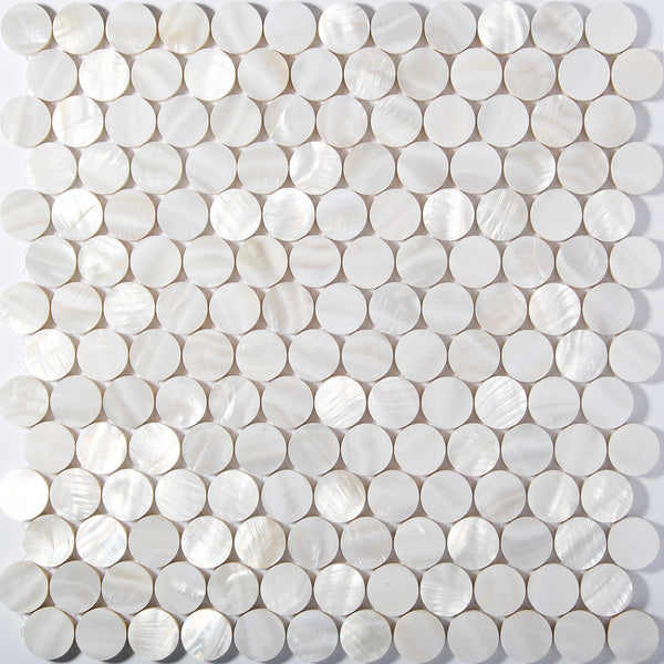 TST Freshwater Shell Slice Tiles White Round Chips Shinning Kitchen ...