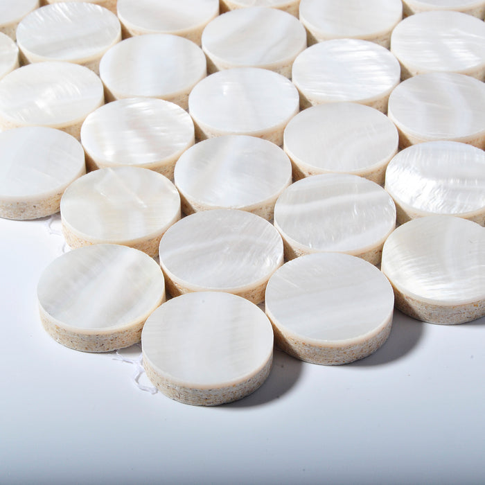 Shell Tile Round TST Freshwater Shell Slice Tiles White Round Chips Shinning Kitchen ...