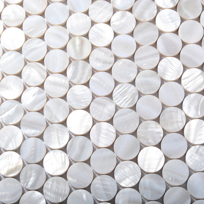 Shell Tile Round TST Freshwater Shell Slice Tiles White Round Chips Shinning Kitchen ...
