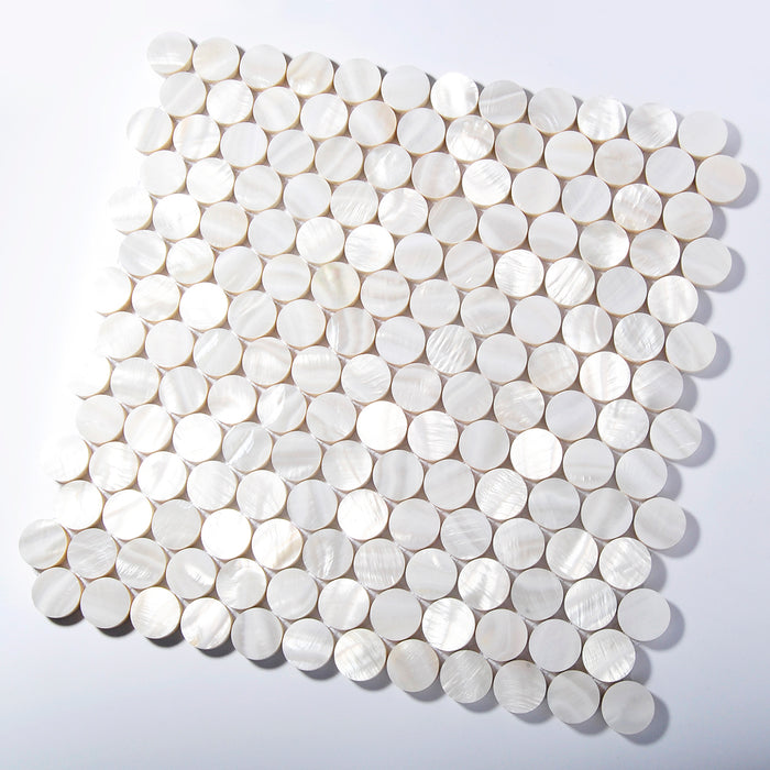 Shell Tile Round TST Freshwater Shell Slice Tiles White Round Chips Shinning Kitchen ...
