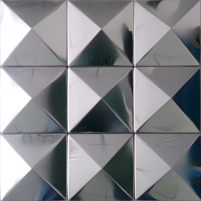 TST Pyramid Metal Tiles Silver Glossy Mosaic Tiles AwesomeDecorative Wall Tiles Design