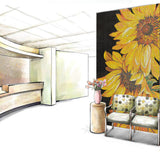 TST Mosaic Mural Sunflowers Parquet Unique Art Background Wall Decor 
